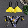 Halter Bikini Bandage Swimsuit Solid Swimwear Sport Liquid Metallic Shiny String Bikini 2 Piece Swimsuit Set Women Shiny Bikini Set Bathing Suit Push Up Two-piece Suit by Stevvex