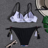 Halter Bikini Bandage Swimsuit Solid Swimwear Sport Liquid Metallic Shiny String Bikini 2 Piece Swimsuit Set Women Shiny Bikini Set Bathing Suit Push Up Two-piece Suit by Stevvex