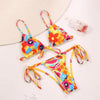 Halter Bikinis Swimsuit String Bikini Swimsuit for Women Triangle Tie Side Adjustable Swimsuit Bathing Suit 2 Piece Set New 2 Piece Swimwear High Cut Bikini Set Print Bandage Beachwear by Stevvex