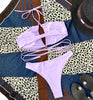 Halter Hollow Cross Bikinis Set Swimsuit Women's New Solid Two-Piece Swimwear Two Piece Swimsuit Halter Crisscross Cut Out Bikini Wrap Top with High Waist Bottom Beach Swimwear Summer Beachwear Woman Bath Bathing Suit by Stevvex