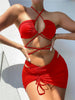 Halter Hollow Cross Bikinis Set Swimsuit Women's New Solid Two-Piece Swimwear Two Piece Swimsuit Halter Crisscross Cut Out Bikini Wrap Top with High Waist Bottom Beach Swimwear Summer Beachwear Woman Bath Bathing Suit by Stevvex