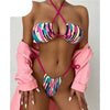 Halter Hollow Cross Bikinis Set Swimsuit Women's New Solid Two-Piece Swimwear Two Piece Swimsuit Halter Crisscross Cut Out Bikini Wrap Top with High Waist Bottom Beach Swimwear Summer Beachwear Woman Bath Bathing Suit by Stevvex
