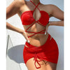 Halter Hollow Cross Bikinis Set Swimsuit Women's New Solid Two-Piece Swimwear Two Piece Swimsuit Halter Crisscross Cut Out Bikini Wrap Top with High Waist Bottom Beach Swimwear Summer Beachwear Woman Bath Bathing Suit by Stevvex