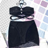 Halter Hollow Cross Bikinis Set Swimsuit Women's New Solid Two-Piece Swimwear Two Piece Swimsuit Halter Crisscross Cut Out Bikini Wrap Top with High Waist Bottom Beach Swimwear Summer Beachwear Woman Bath Bathing Suit by Stevvex