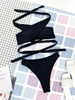 Halter Hollow Cross Bikinis Set Swimsuit Women's New Solid Two-Piece Swimwear Two Piece Swimsuit Halter Crisscross Cut Out Bikini Wrap Top with High Waist Bottom Beach Swimwear Summer Beachwear Woman Bath Bathing Suit by Stevvex