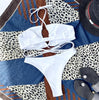 Halter Hollow Cross Bikinis Set Swimsuit Women's New Solid Two-Piece Swimwear Two Piece Swimsuit Halter Crisscross Cut Out Bikini Wrap Top with High Waist Bottom Beach Swimwear Summer Beachwear Woman Bath Bathing Suit by Stevvex