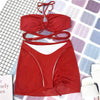 Halter Hollow Cross Bikinis Set Swimsuit Women's New Solid Two-Piece Swimwear Two Piece Swimsuit Halter Crisscross Cut Out Bikini Wrap Top with High Waist Bottom Beach Swimwear Summer Beachwear Woman Bath Bathing Suit by Stevvex