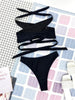 Halter Hollow Cross Bikinis Set Swimsuit Women's New Solid Two-Piece Swimwear Two Piece Swimsuit Halter Crisscross Cut Out Bikini Wrap Top with High Waist Bottom Beach Swimwear Summer Beachwear Woman Bath Bathing Suit by Stevvex