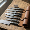 7-Piece Hammer Forged Damascus Chef Knife Set with Black Pakka Wood Handles by JW SteelCrafts