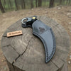 Handmade Damascus Karambit Knife with Horn Handle and Finger Ring by JW SteelCrafts