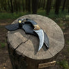 Handmade Damascus Karambit Knife with Horn Handle and Finger Ring by JW SteelCrafts
