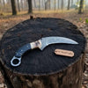 Handmade Damascus Karambit Knife with Horn Handle and Finger Ring by JW SteelCrafts