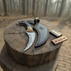 Handmade Damascus Karambit Knife with Horn Handle and Finger Ring by JW SteelCrafts