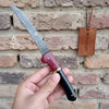 13-Inch Forged Damascus Boning & Fillet Knife — Blue and Red Two-Tone Resin Handle, Steel Bolster & Silver Pins by JW SteelCrafts