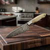 Custom Handmade Damascus Bunka Knife with Bone Handle and Steel Bolster, Hand Forged Japanese knives by JW SteelCrafts