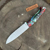 Bushcraft Utility Knife 9” – Acid Etched Blade with Marble Resin Handle by JW SteelCrafts