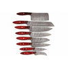 JW SteelCrafts Handmade Damascus Kitchen Knife Set of 8, Cleaver, Santoku, Gyuto Chef, Utility, Boning and Skinning Knives, Red Pakka Wood Handle, Full Tang by JW SteelCrafts
