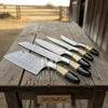 5-Piece Damascus Chef Knife Set – Camel Bone and Black Micarta Handles by JW SteelCrafts