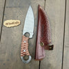 Damascus Hunting Skinner Knife Brown Micarta | Handle and Leather Sheath by JW SteelCrafts