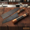 Damascus Kiritsuke Gyuto Chef Knife 12” – Olive Wood & Black Resin Handle with Brass Spacers | Full Tang Japanese Hybrid Knife by JW SteelCrafts