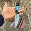Handmade Damascus Skinner 7”–8” Knife Set Cowboy Ranch Blades Turquoise Handle with Sheath by JW SteelCrafts