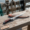 Handmade 13 Inch Overall Damascus Steel Fillet Knife – Full Tang Fishing Knife with Hardwood Handle and Leather Sheath. by JW SteelCrafts