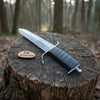Black Grip Medieval Dagger | Handmade Acid-Washed Leather Handle Blade by JW SteelCrafts