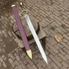 Handmade Medieval Knight Sword Replica | Polished Carbon Steel, Leather Handle & Wooden Scabbard by JW SteelCrafts