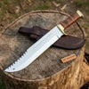 Custom Fixed Blade Bowie Knife Leather Grip Brass Clip Sheath by JW SteelCrafts