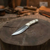 Ranch Hand Utility Knife Fixed Blade white resin Handle Full Tang Brass Spacer Western Knife by JW SteelCrafts