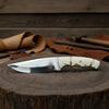 Ranch Hand Utility Knife Fixed Blade white resin Handle Full Tang Brass Spacer Western Knife by JW SteelCrafts