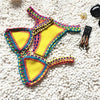 Handmade Women Bikini Crochet Knit Swimwear Halter Patchwork Bathing Suit Women's Swimsuit Strappy Side 2 Piece Bikini Set Triangle Beach Swimwear by Stevvex