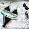 Handmade Women Bikini Crochet Knit Swimwear Halter Patchwork Bathing Suit Women's Swimsuit Strappy Side 2 Piece Bikini Set Triangle Beach Swimwear by Stevvex