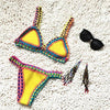 Handmade Women Bikini Crochet Knit Swimwear Halter Patchwork Bathing Suit Women's Swimsuit Strappy Side 2 Piece Bikini Set Triangle Beach Swimwear by Stevvex