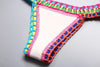 Handmade Women Bikini Crochet Knit Swimwear Halter Patchwork Bathing Suit Women's Swimsuit Strappy Side 2 Piece Bikini Set Triangle Beach Swimwear by Stevvex