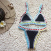Handmade Women Bikini Crochet Knit Swimwear Halter Patchwork Bathing Suit Women's Swimsuit Strappy Side 2 Piece Bikini Set Triangle Beach Swimwear by Stevvex