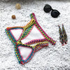 Handmade Women Bikini Crochet Knit Swimwear Halter Patchwork Bathing Suit Women's Swimsuit Strappy Side 2 Piece Bikini Set Triangle Beach Swimwear by Stevvex