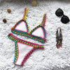 Handmade Women Bikini Crochet Knit Swimwear Halter Patchwork Bathing Suit Women's Swimsuit Strappy Side 2 Piece Bikini Set Triangle Beach Swimwear by Stevvex