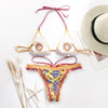 Handwork Bikinis Small Ruffle Swimsuit Vintage Print Swimwear Women Bathing Suit Leopard Patchwork Bikini Set String by Stevvex