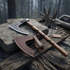 Handmade Damascus Skeggøx Bearded Axe with Leather Wrap and Sheath by JW SteelCrafts