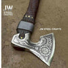 Viking Style Engraved Axe | Handcrafted Leather Wrapped Handle by JW SteelCrafts