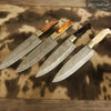 Handmade Damascus Chef Knife Set with Mixed Handles and Brass Bolsters by JW SteelCrafts
