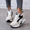 High Heel Womens Sneakers Shoes Red Black Air Cushion Casual Shoes Women Sneakers Modern Shoes Classic Athletic Sports Walking Shoes With Lace Up Platform Leather Trainers by Stevvex