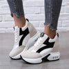 High Heel Womens Sneakers Shoes Red Black Air Cushion Casual Shoes Women Sneakers Modern Shoes Classic Athletic Sports Walking Shoes With Lace Up Platform Leather Trainers by Stevvex