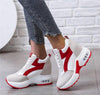 High Heel Womens Sneakers Shoes Red Black Air Cushion Casual Shoes Women Sneakers Modern Shoes Classic Athletic Sports Walking Shoes With Lace Up Platform Leather Trainers by Stevvex