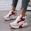 High Heel Womens Sneakers Shoes Red Black Air Cushion Casual Shoes Women Sneakers Modern Shoes Classic Athletic Sports Walking Shoes With Lace Up Platform Leather Trainers by Stevvex