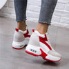 High Heel Womens Sneakers Shoes Red Black Air Cushion Casual Shoes Women Sneakers Modern Shoes Classic Athletic Sports Walking Shoes With Lace Up Platform Leather Trainers by Stevvex