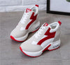 High Heel Womens Sneakers Shoes Red Black Air Cushion Casual Shoes Women Sneakers Modern Shoes Classic Athletic Sports Walking Shoes With Lace Up Platform Leather Trainers by Stevvex