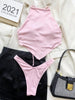 High Neck Swimwear Women Bikini Tied Top Swimsuit Female Brazilian Bikini Set Bathing Suit Swim Women's Bikini Set High Waist Scoop Collar Padded Swimsuit by Stevvex