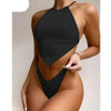 High Neck Swimwear Women Bikini Tied Top Swimsuit Female Brazilian Bikini Set Bathing Suit Swim Women's Bikini Set High Waist Scoop Collar Padded Swimsuit by Stevvex